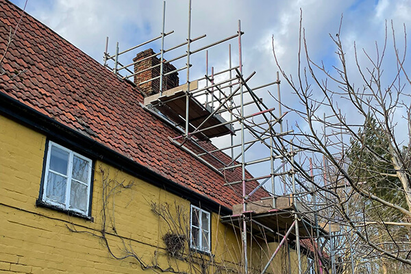 Chimney repair scaffolding